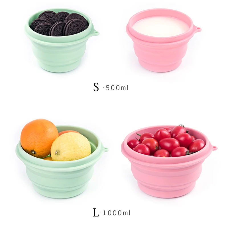 TUUTH Silicone Lunch Box Portable Folding Bowl Eco-Friendly Matetial Food Container For Picnic Office Workers School A7