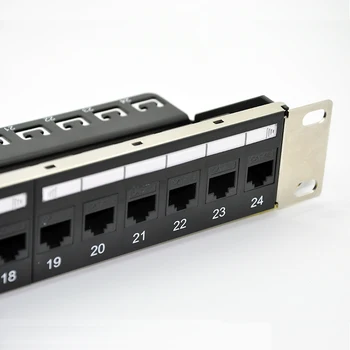 

24-port CAT5E Feedthrough Patch Panel Incl. 24pcs of CAT5e female keystone adapters (RJ45 to RJ45 free connection)
