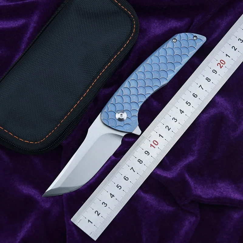 

LEMIFSHE Hokkaido Flipper folding knife M390 blade Titanium 3D handle outdoor camping hunting pocket fruit Knives EDC tools