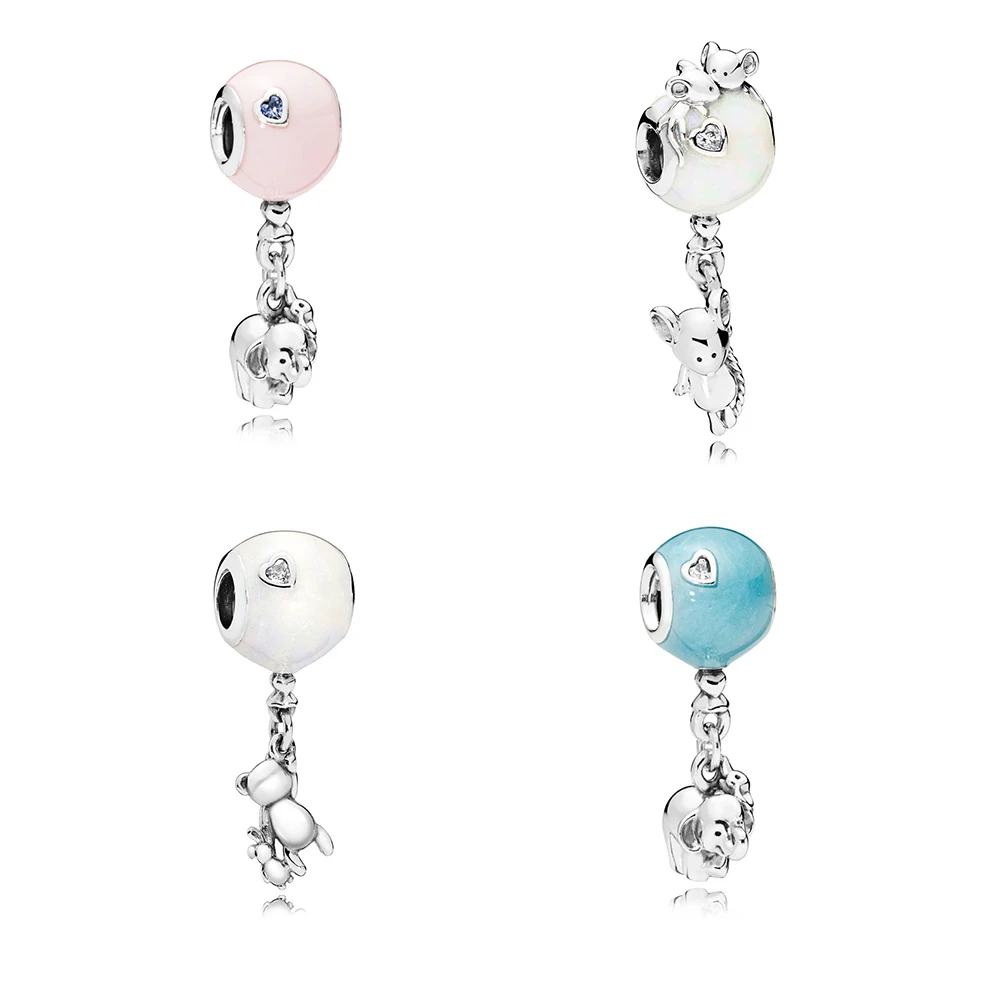

SNS 2018 Authentic 925 Sterling Silver Elephant Mouse little Bear & Balloon CZ Charm fit Original Pandora Bracelet Beads Jewelry