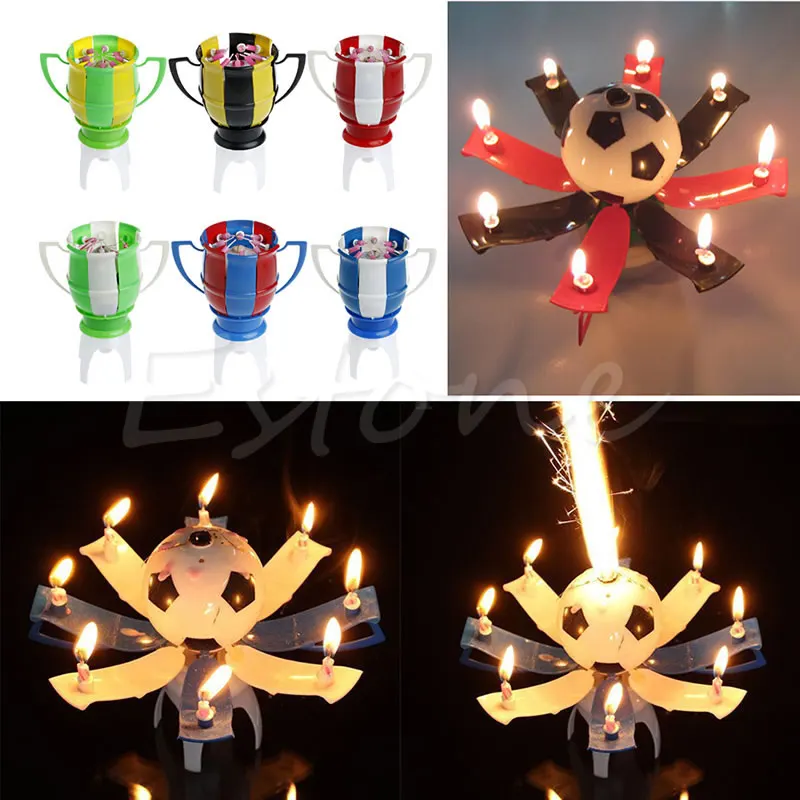 

Unique Design Amazing Musical Football Cup Creative Happy Birthday Music Candle Gift