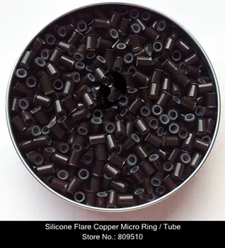 

3000 pieces/Lot 3.4mm Dark Brown Silicone Flare Copper Micro Ring for Hair Extension Free Shipping