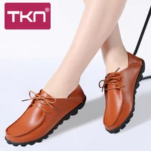 TKN/; Осенняя женская обувь на плоской подошве; коричневые водонепроницаемые Мокасины на шнуровке; женские оксфорды из натуральной кожи; женские балетки; YX810