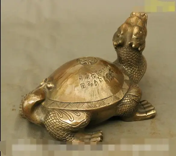 

S1448 10 Palace Majestic Chinese Bronze Copper Longevity Shou Dragon Turtle Set Statue