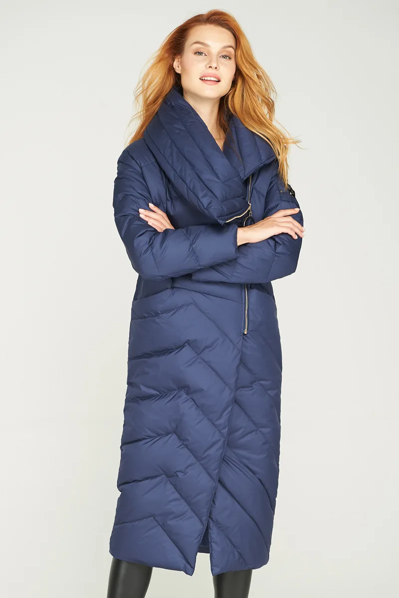 2018 Для женщин Зимняя мода вниз пальто х-длинная Асимметричная большой laple белый пуховик плюс Размеры 3XL