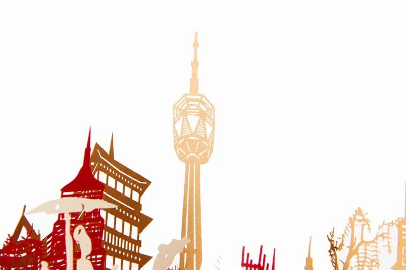 3D лазерная вырезка своими руками резьба Xi'an City paper пригласительные поздравительные открытки Почтовая открытка бизнес креативный подарок сувенирная коллекция