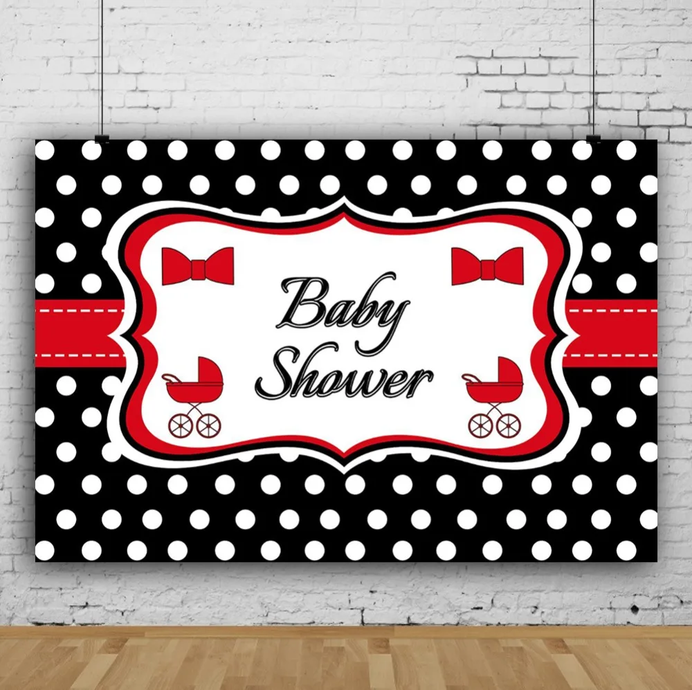 Laeacco Baby Shower Party Black White Dots Poster Banner Pattern Backgrounds Photography Backdrops Photocall Photo Studio
