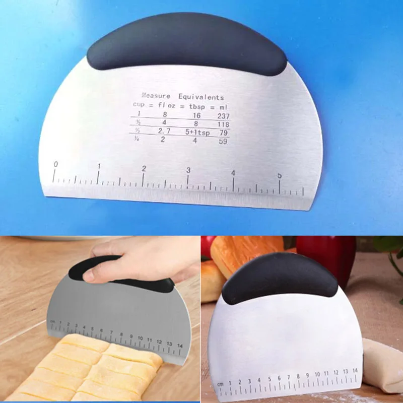 DIY Baking Supplies Shaving Cutter Scale Cutters Pizza Dough Scraper Bread Separator Flour Pastry Cake Tool Stainless Steel