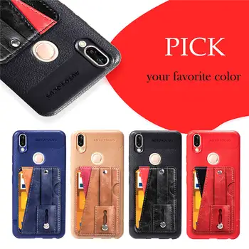 

Simple Photo Frame Card Slots Stand Soft TPU For Huawei P20 Lite P20 Pro P20 Slim Drawstaing Finger Holder Shockproof Case