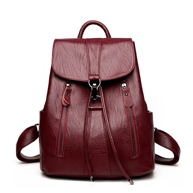

2018 leather backpack ladies new fashion female backpack large capacity bag