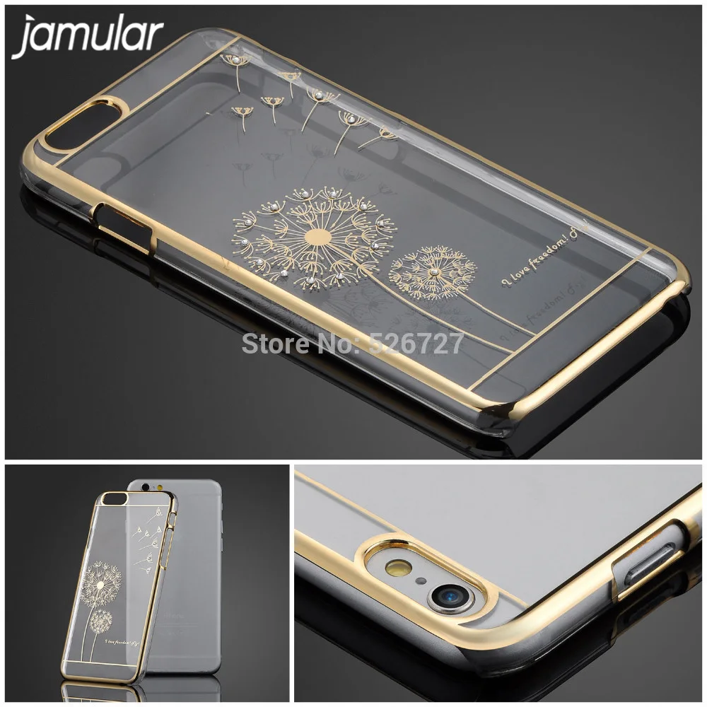 

JAMULAR Ultra Slim Crystal Diamond Bling Transparent Electroplate Back Case Cover For iPhone 6 6S Plus 5s 5g SE Phone Bag Shell