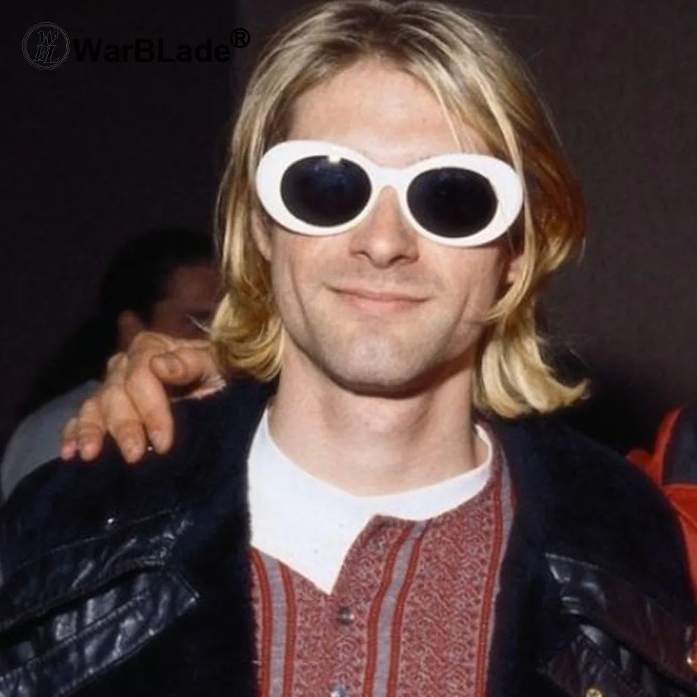 white/blue Kurt Cobain clout goggles oval sunglasses