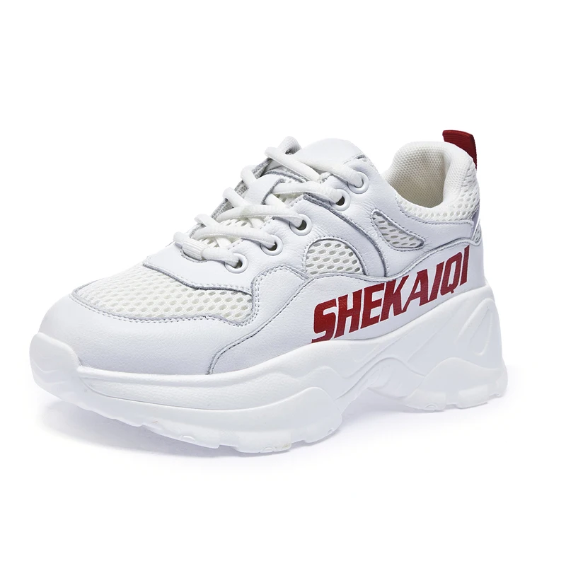 

Women's Shoes Leather Casual Shoes 2019 Spring and Autumn New Best-selling Fashion Comfortable Platform Mesh Sports Shoes