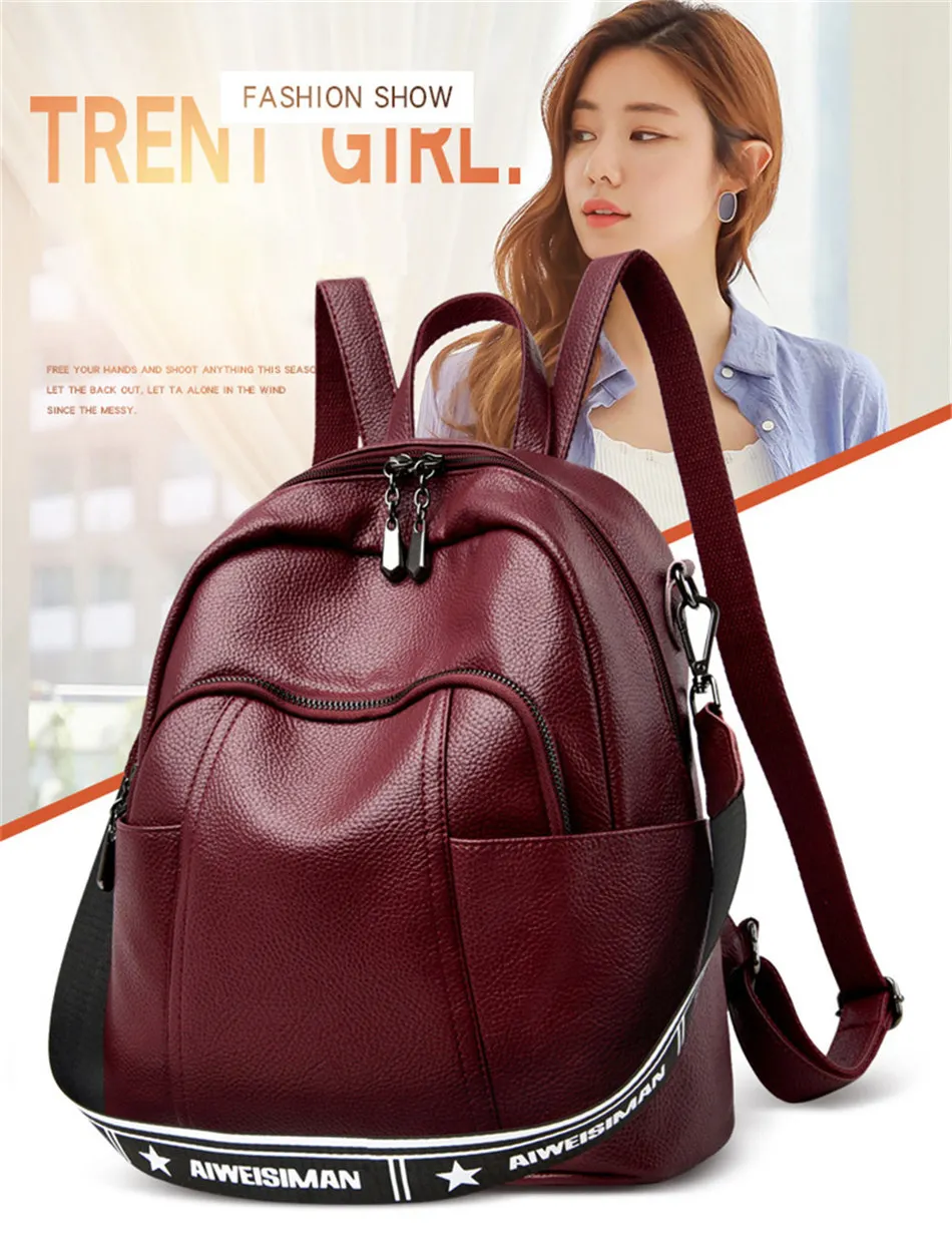 Simple Backpack Female Waterproof Backpacks for Women Large Capacity School Bags for Girls Brand leather Travel Bag Sac a Dos