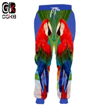 OGKB новые Harajuku женские/мужские повседневные тренировочные штаны с забавным принтом Тропический попугай 3d спортивные штаны мужские Бодибилдинг тонкие облегающие длинные штаны