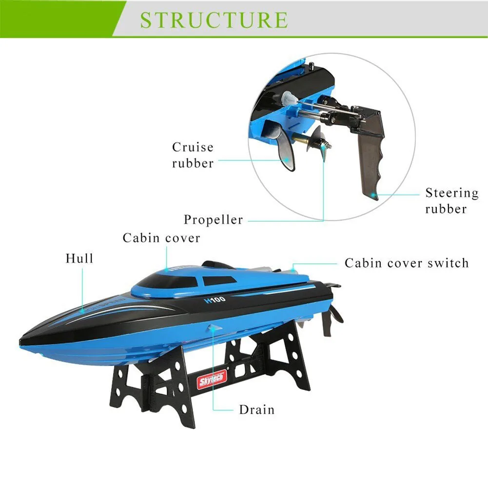 Skytech H100 2.4G RC Boat Remote Controlled 180 Degree Flip 26-28KM/H High Speed Electric Submarine Racing RC Boat Skytech H100 2.4G RC Boat Remote Controlled 180 Degree Flip 26-28KM/H High Speed Electric Submarine Racing RC Boat