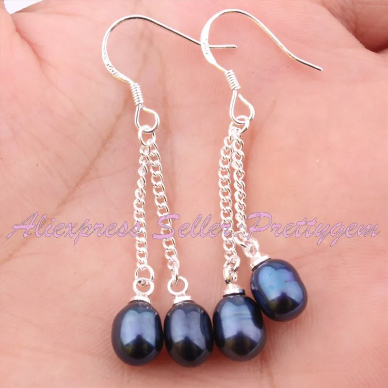 4-6x5-7mm Natural Oval Freshwater Pearl Gem Stone Beads White Tibetan Silver Dangle Hook Earrings 1 Pair,Wholesale Free Shipping