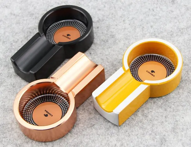 COHIBA черный золотой мини гаджеты портативный Нержавеющая сталь титановый сплав путешествия табака сигары Пепельница держатель 1 Аксессуары для отдыха