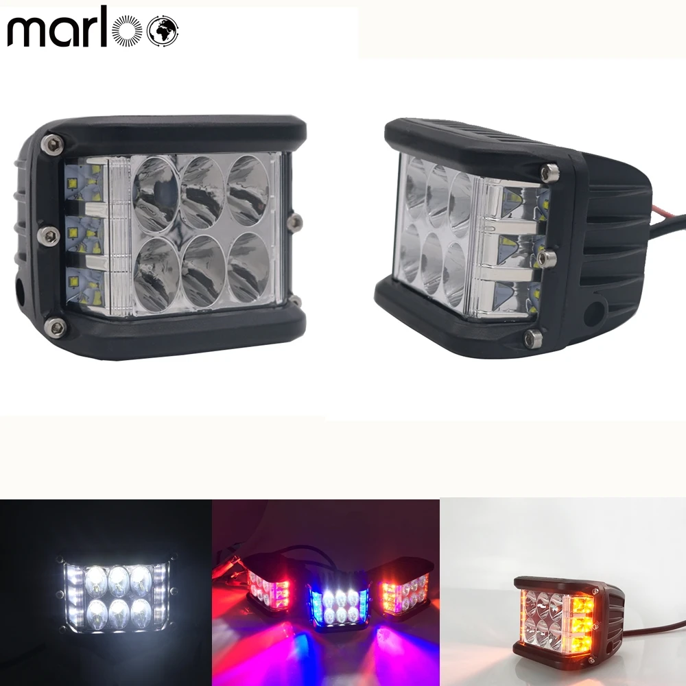 2Pcs 4&quot 90W Flashing LED Work Light Bar Pods Dually Side Shooter Lights For Truck UTV ATV SUV Boat Motorcycles | Автомобили и