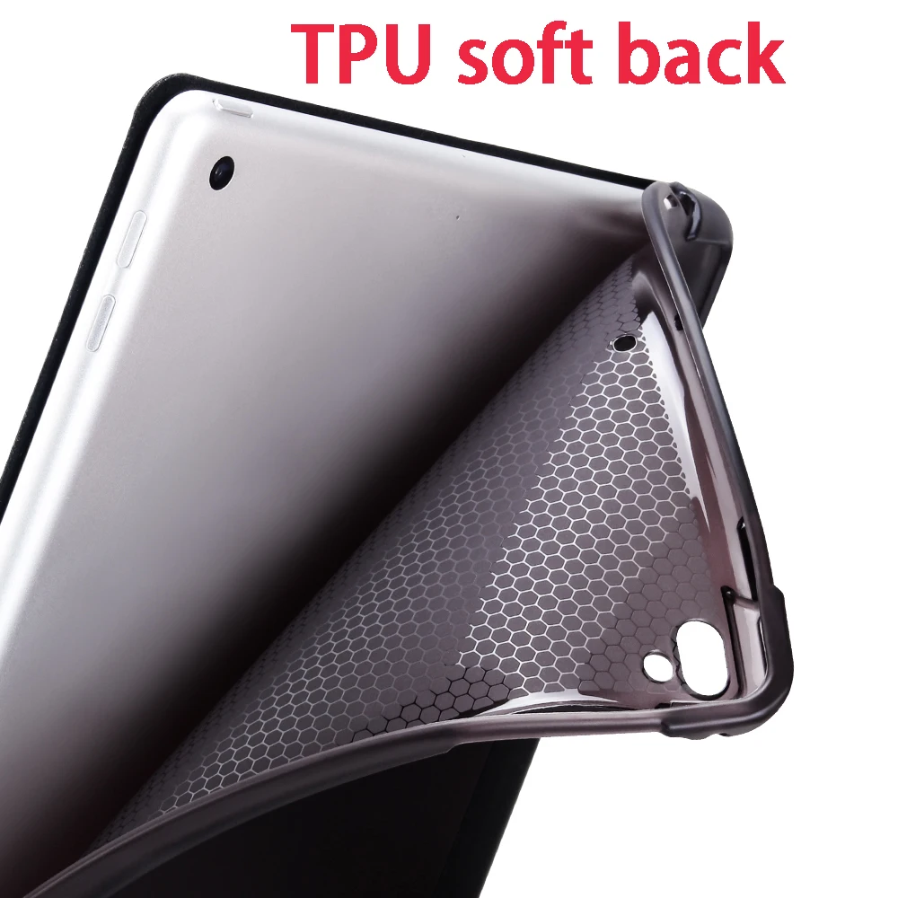 Для iPad 2018 пенал держатель Мягкая силиконовая задняя Trifold Стенд Smart Case для iPad 9,7 2018 2017 крышка A1893 A1954 Tablet