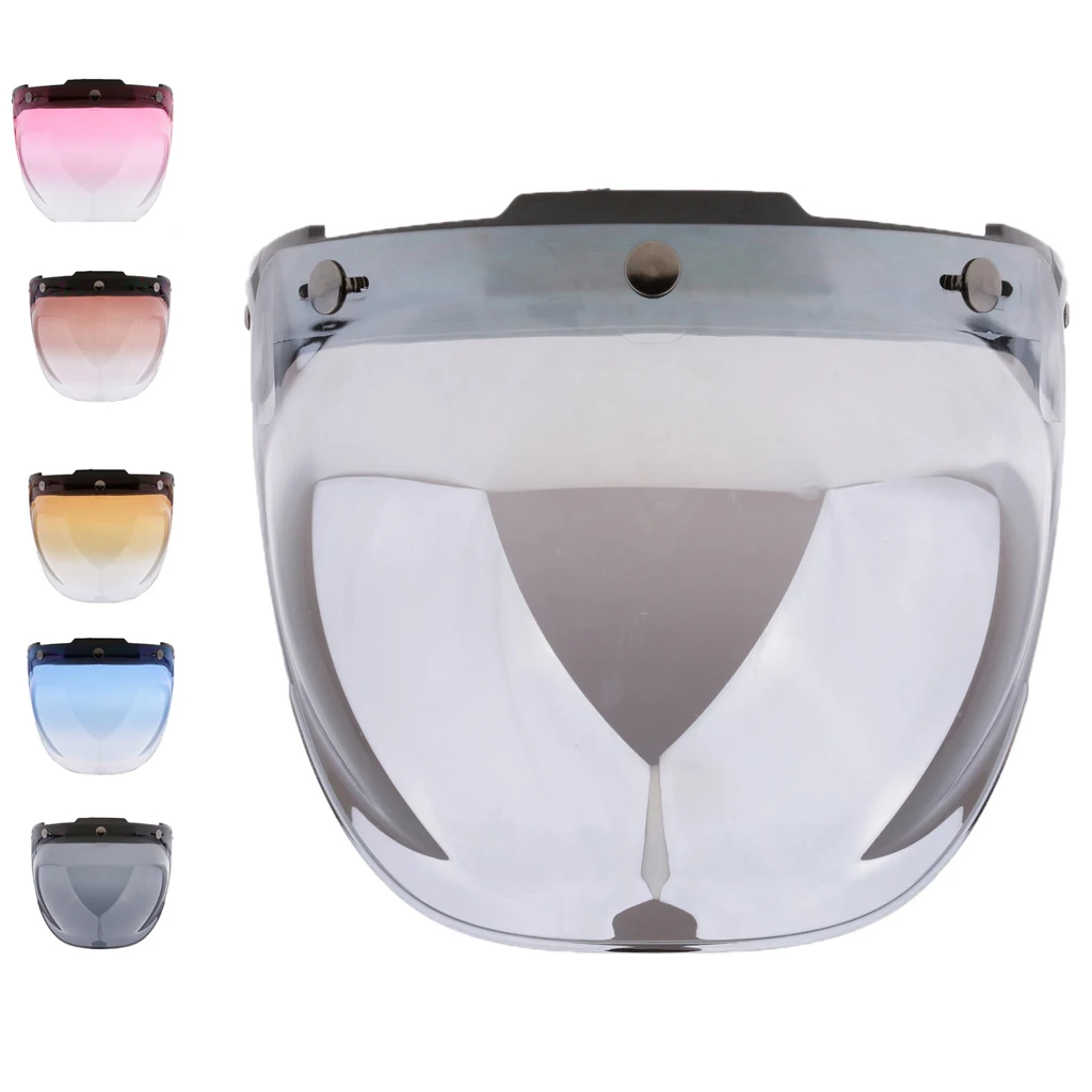 

Universal Bubble 3-Snap Motorcycle Helmet Visor Flip Up Face Shield Lens Plain Adjust Height Flip Up Design