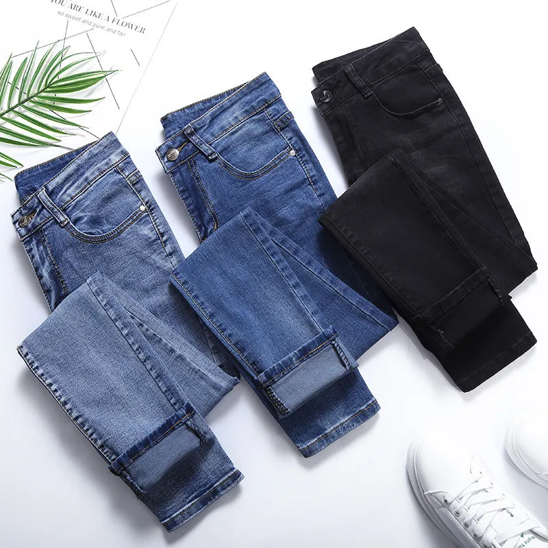 Skinny Slim Jeans For Women Vintage Style Black Women's Jeans Female Denim Pencil Pants Stretch Korean Jeans For Woman