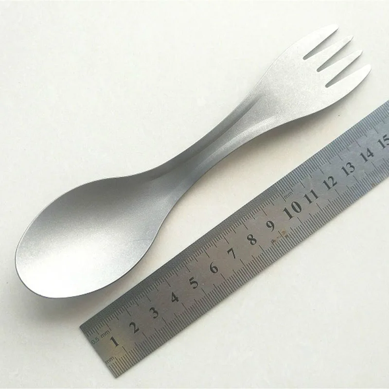 

1PC EDC Titanium Fork Spoon Dual-purpose Outdoor Camping Tableware Equipment Tourism Survival Portable Tools