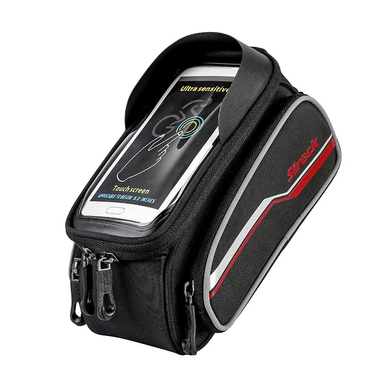 Sireck сумка для горного велосипеда аксессуары Передняя сумка для велосипеда 6,2 дюймов чехол для телефона сенсорный экран велосипедная рамка сумка - Цвет: Red