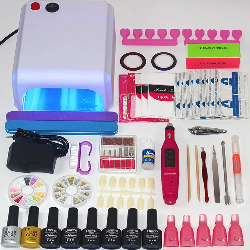 36/6 Вт УФ лампы 6 Цвет Soak Off Gel Nail Top Coat гель лак для ногтей комплект маникюрный набор