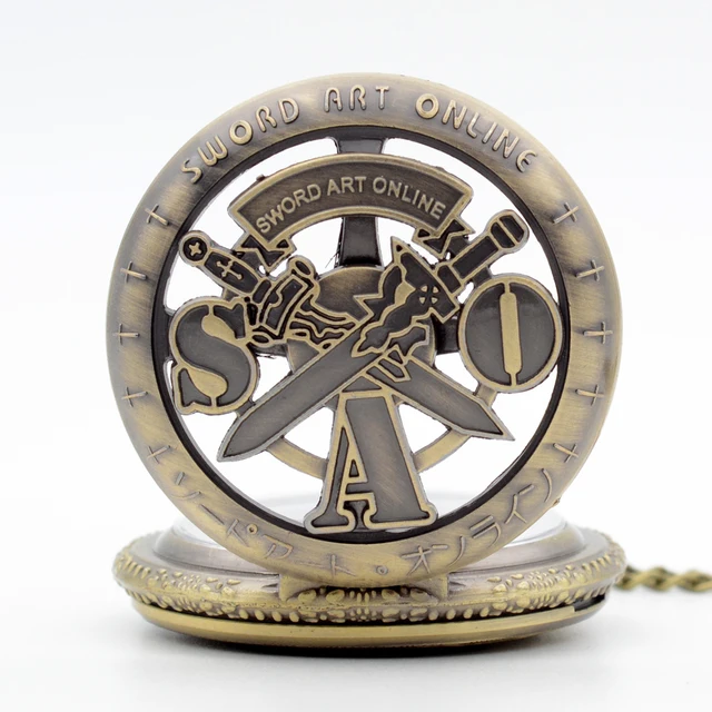 Antique Steampunk Vintage Swrod Art Online SO Quartz Pocket Watch Pendant Neckla Antique Steampunk Vintage Swrod Art Online SO Quartz Pocket Watch Pendant Neckla