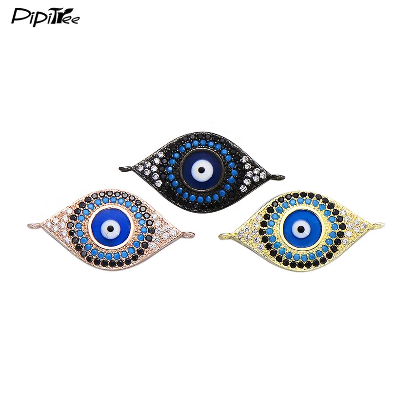 

Pipitree Micro Pave CZ Zircon Enamel Evil Eye Charms for DIY Bracelet Jewelry Making Nickle Free Crystal Beads Accessories