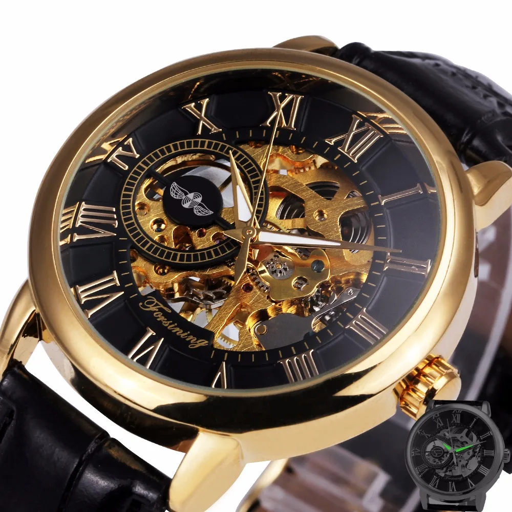 2017 WINNER Dress Fashion Men Mechanical Watch Skeleton Dial Roman Number Concise Design Wristwatch Best Business