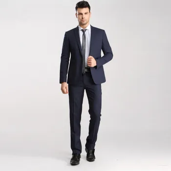 

2017 Custom Made Navy Blue Elegant Men Suits For Wedding Young Men Evening Party Wear Business Men Work Suits (Jacket+Pants+Tie)