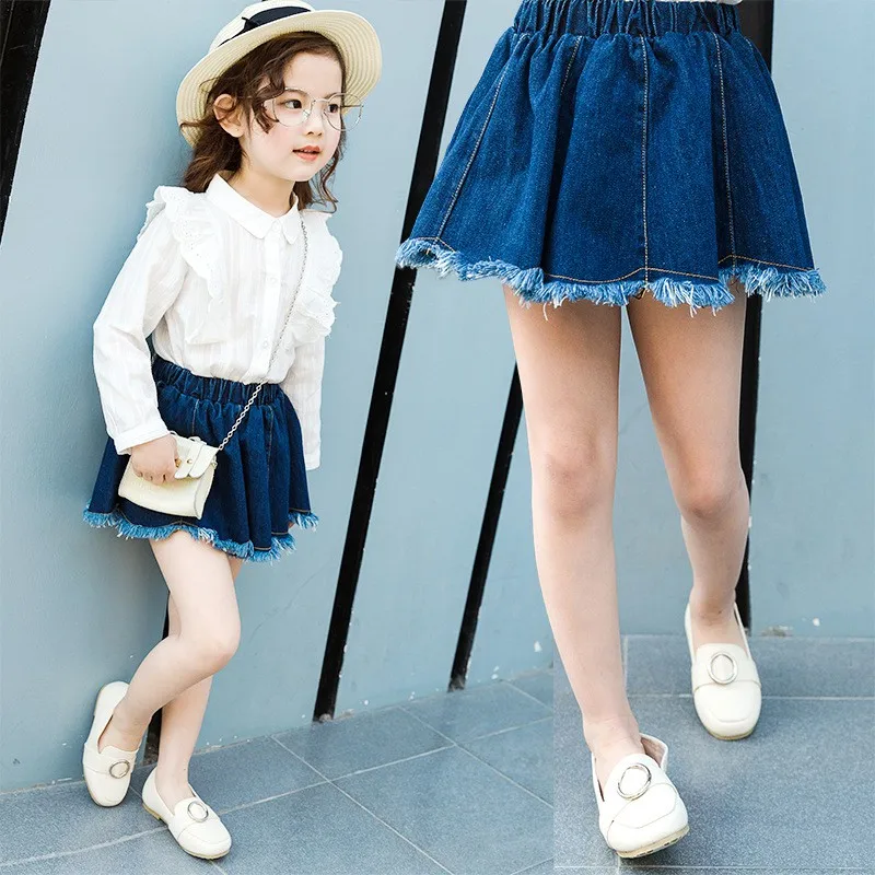 

Kids Girls Jeans Skirt Denim Cotton Girls Fashion Casual Skirt Children Summer Mini Skirt