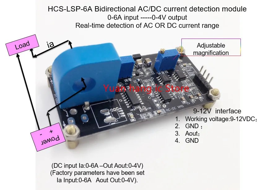 HCS-LSP-6A двунаправленный AC/DC современный модуль обнаружения 0-6A вход ----- 0-4 в выход переменного или постоянного тока Диапазон тока