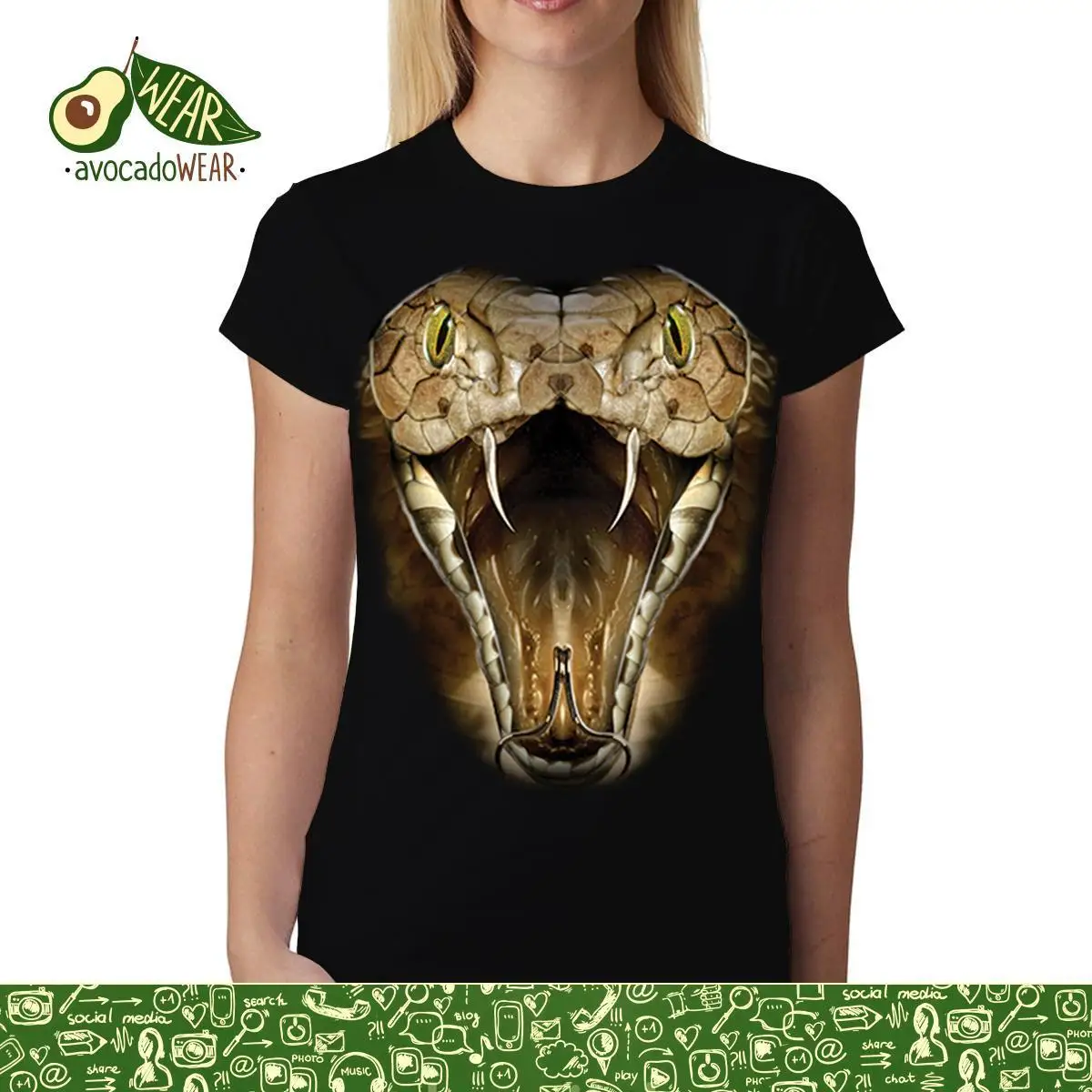 Женская и мужская футболка Cobra Face Snake Animals M-3XL новые футболки топы унисекс забавная