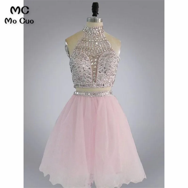 Prom Dresses 2018, Prom Dresses Two Piece, High Neck Prom Dresses 2