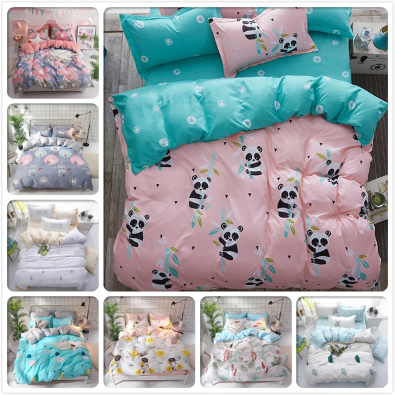

Panda Pattern Duvet Cover 3pcs/4pcs Bedding Set Kids Soft Cotton Bed Linens 150x200 1.2m 1.35m 1.5m 1.8m Single Twin Queen Size