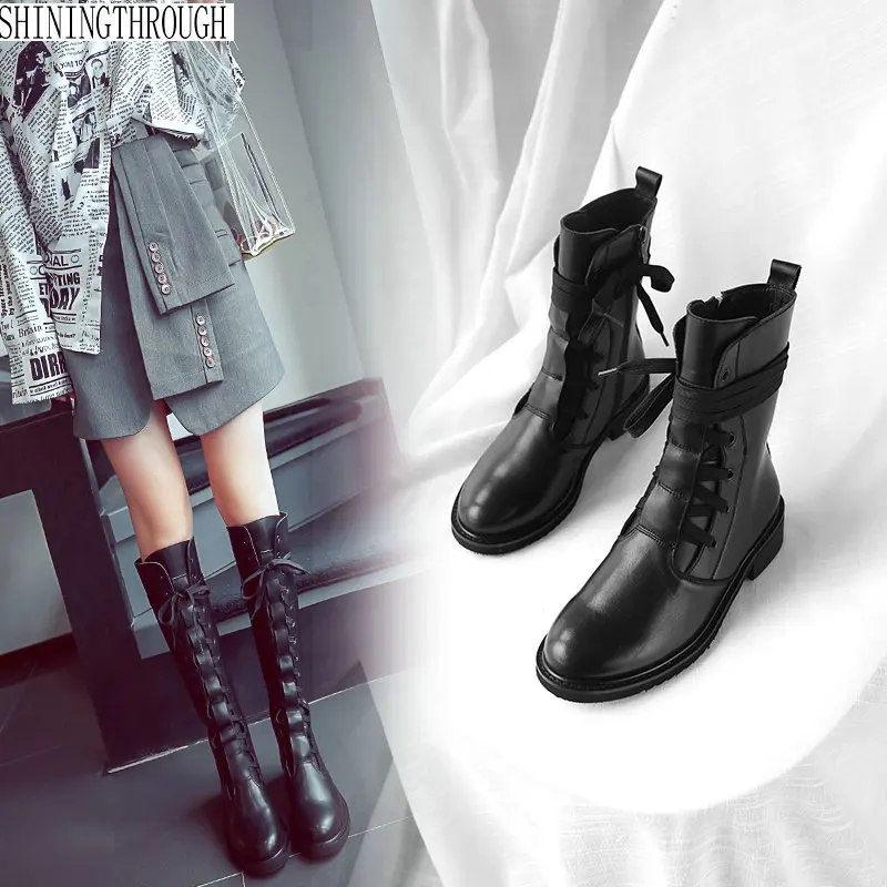 Women boots woman 3cm low heels ankle western boots ladies casual shoes woman lace up autumn winter boots large size 43 Women boots woman 3cm low heels ankle western boots ladies casual shoes woman lace up autumn winter boots large size 43