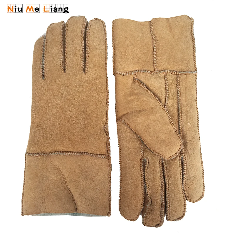 High Quality Gloves Beige Warm Gloves Elegant Women Genuine Leather Gloves Autumn And Winter Thermal Hot Trendy Female Glove N14