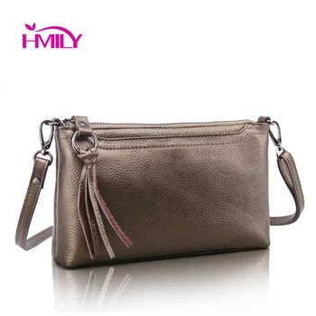 

HMILY first layer genuine leather women's shoulder bags clutch female Solid color designer messenger bag ladies cowhide bag