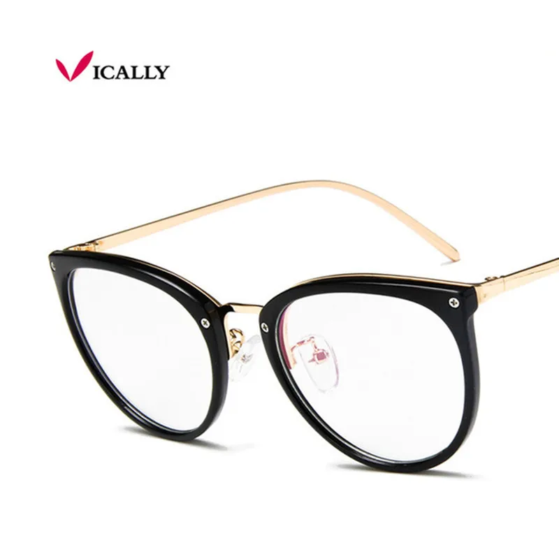 Retro Metal Frame Eyeglasses Oversized Clear Lens Glasses Men Women Transparent Optical Cat Eye Frames Spectacle | Аксессуары для