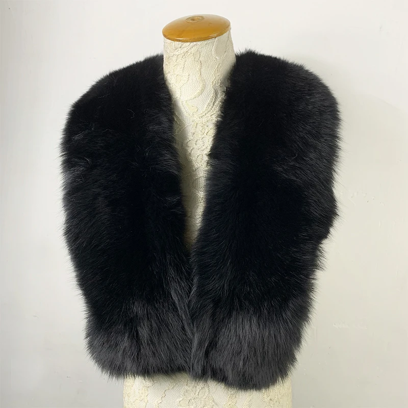 

FURSARCAR Luxury Women's Real Black Fox Fur Scarf 2019 New Fashion Long Winter Fox Fur Scarfs For Women Solid Color Scarves
