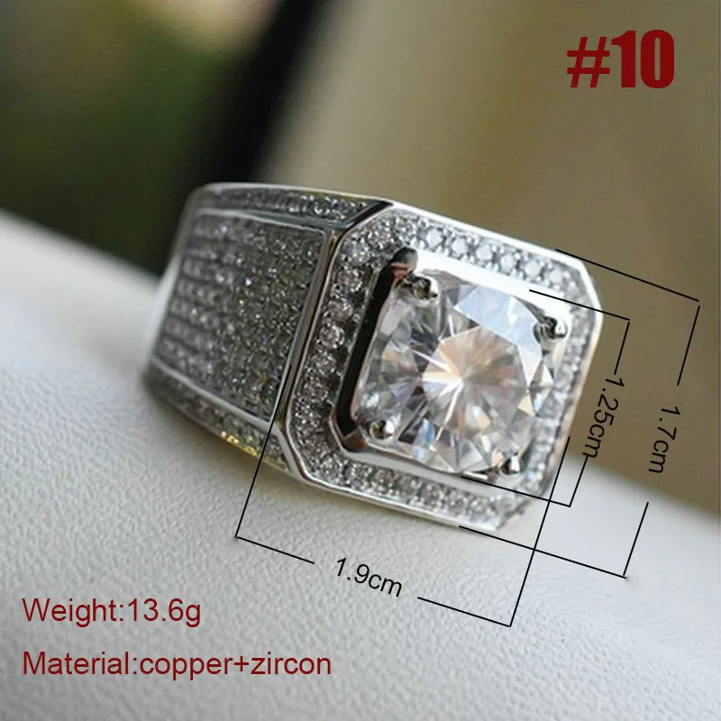 Men's Gold Plated AAA Grade Cubic Zircon CZ Onyx Ring 8 9 10 11 12 13 GL033 