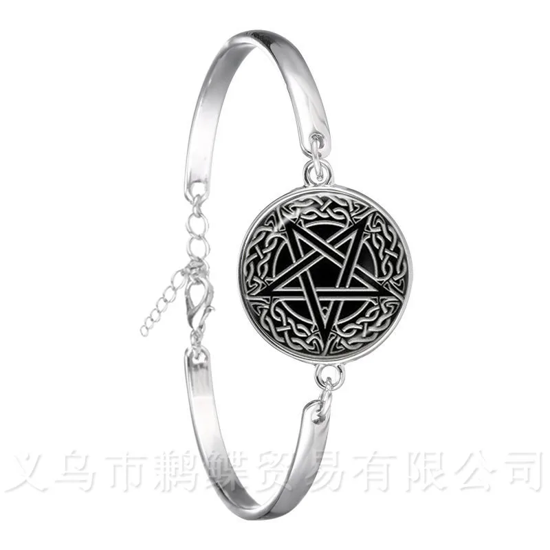 Satanic Baphomet браслет с пентаграммой Готический посеребренный Satanism Evil Occult Pentacle Jewelry