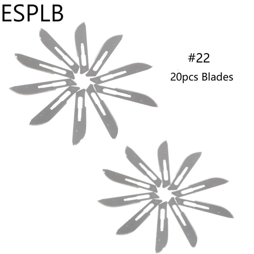 ESPLB#23/22/21/20/11 хирургические лезвия карбоновый стальной скальпель нож для резки+#4/3 ручка скальпель нож для животных DIY PCB инструменты для ремонта - Цвет: No.22 Set 2