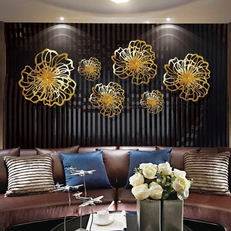 

Nordic Ins Luxury Wrought Iron 3D Stereo Wall Artificial Flower Craft Home Porch Sofa TV Background Wedding Decoration Ornaments