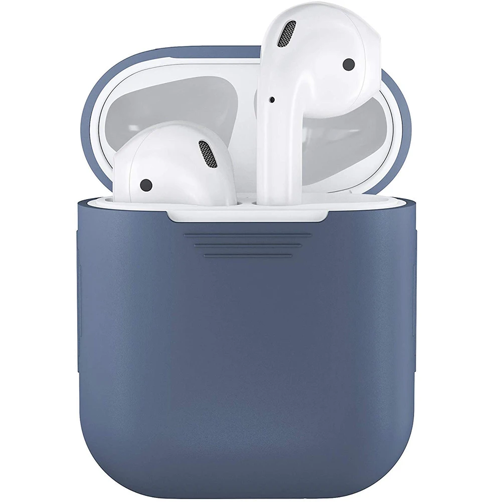 Противоударный мягкий силиконовый защитный чехол для Apple, для AirPods 2nd, Модные Портативные защитные чехлы - Цвет: Тёмно-синий