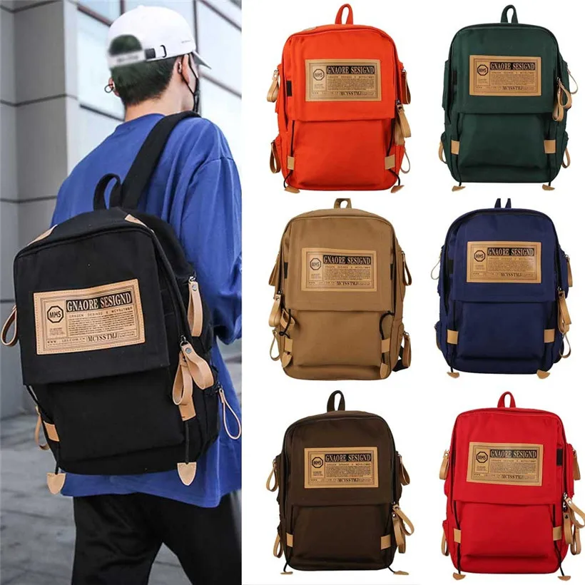 

HTNBO Canvas Backpack Women Men Large Capacity Laptop Backpack Student School Bags for Teenagers Travel Backpacks Mochila