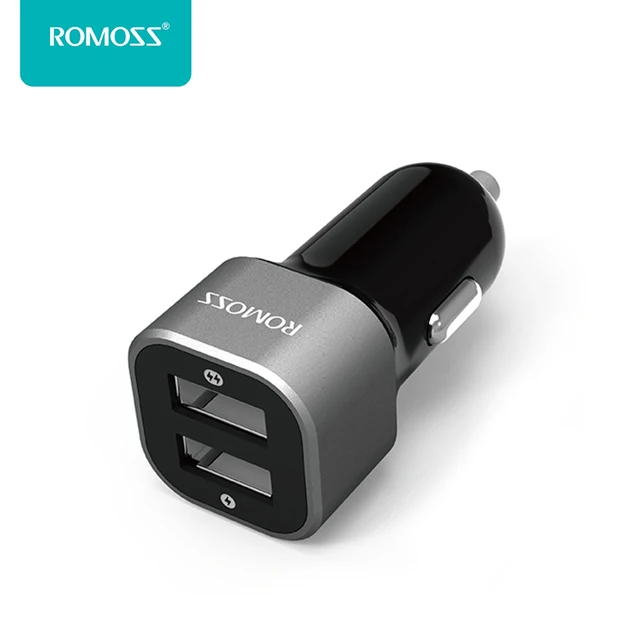 ROMOSS AM12 Ракеты Питания Гальванических Контактор Быстрая Зарядка Dual USB Интеллектуальный Автомобильное Зарядное Устройство телефон chager НОВОЕ ПРИБЫТИЕ